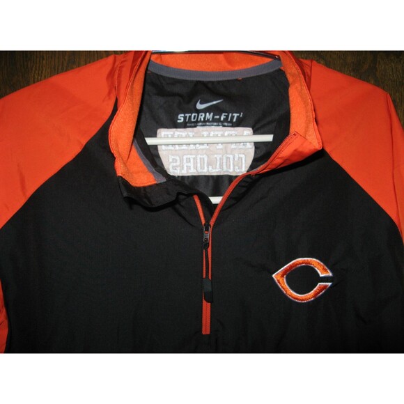 Mens Nike Storm Fit Chicago Bears 1/4 Zip SS Pullover Black & Orange Jacket Sz M - Picture 2 of 3